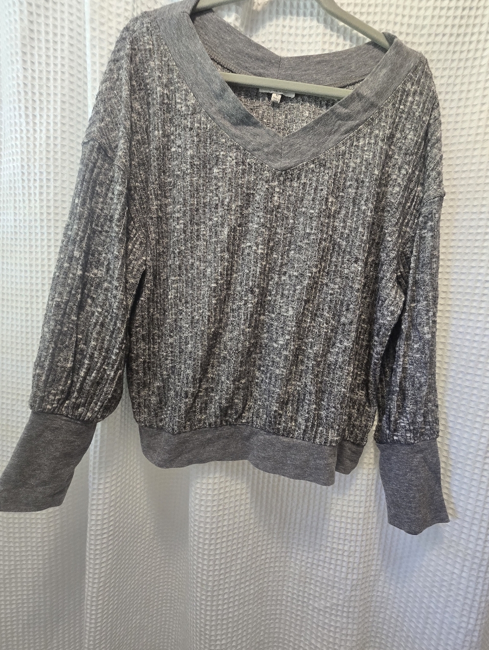 Umgee Cotton Spandex Blend Grey Off Shoulder Deep V Neck From Boutique Sz Medium